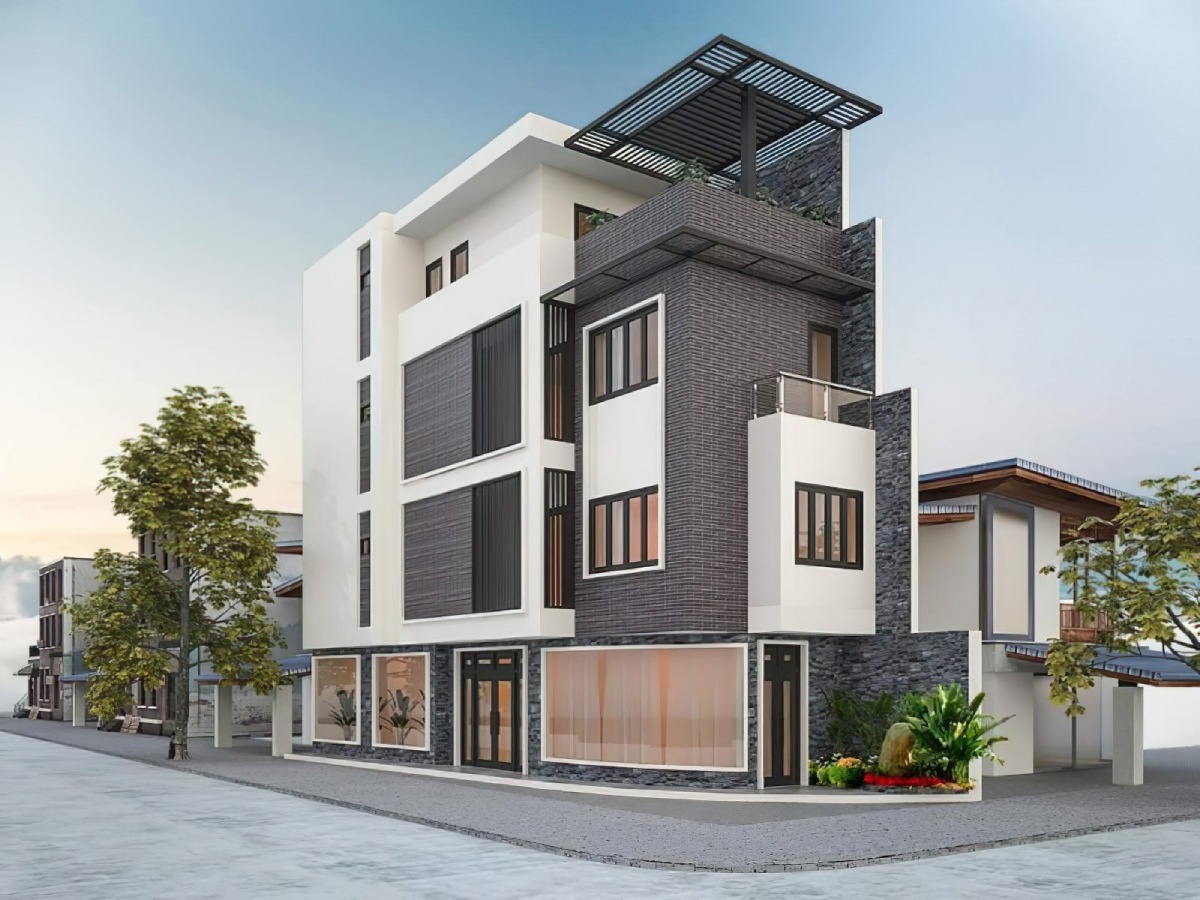 mẫu nhà 2 mặt tiền 3 tầng 5