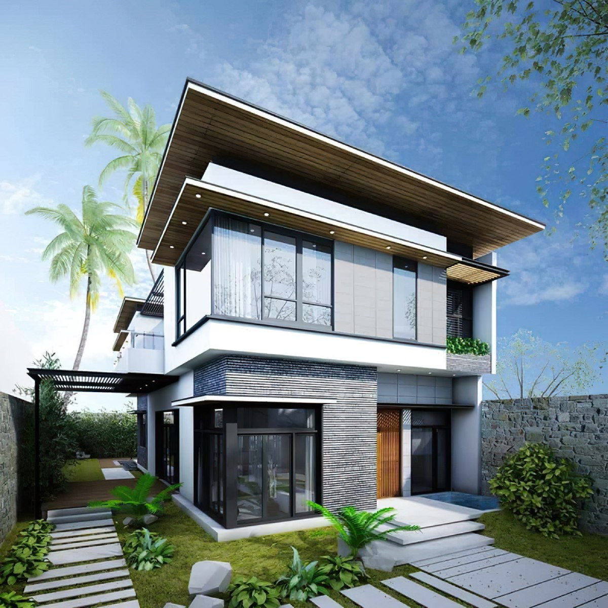 mẫu nhà 2 tầng 50m2 3 phòng ngủ 3