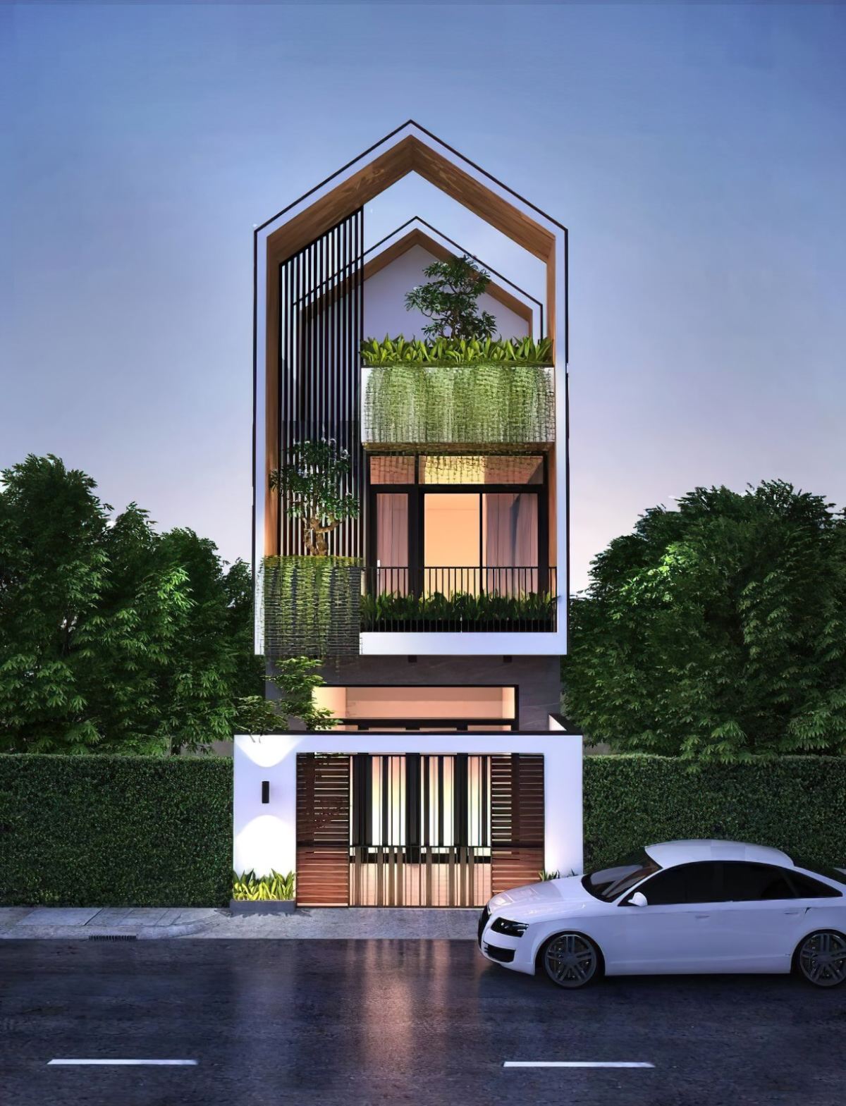 Mẫu nhà ống 3 tầng mái tôn 5