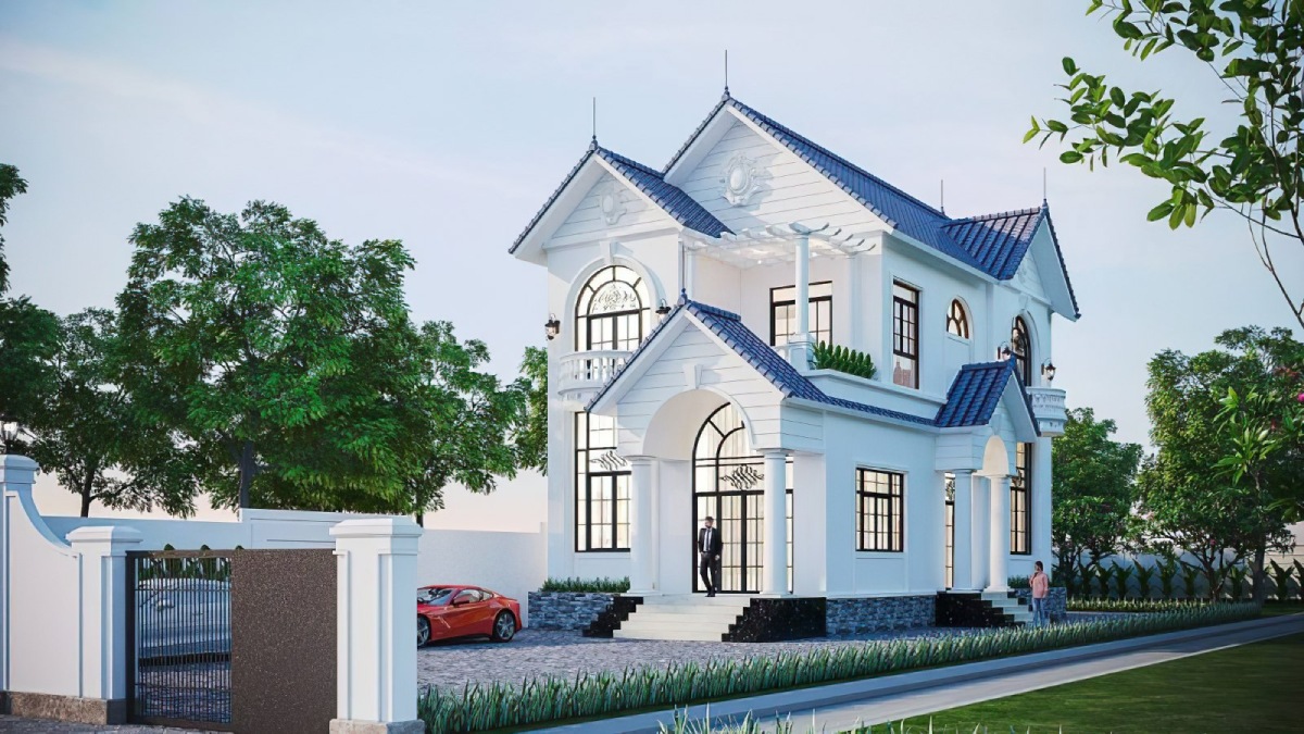 30+ Mẫu thiết kế nhà 2 tầng mái thái hiện đại, sang trọng 2026 2 Kiểu thiết kế nhà 2 tầng mái Thái 2