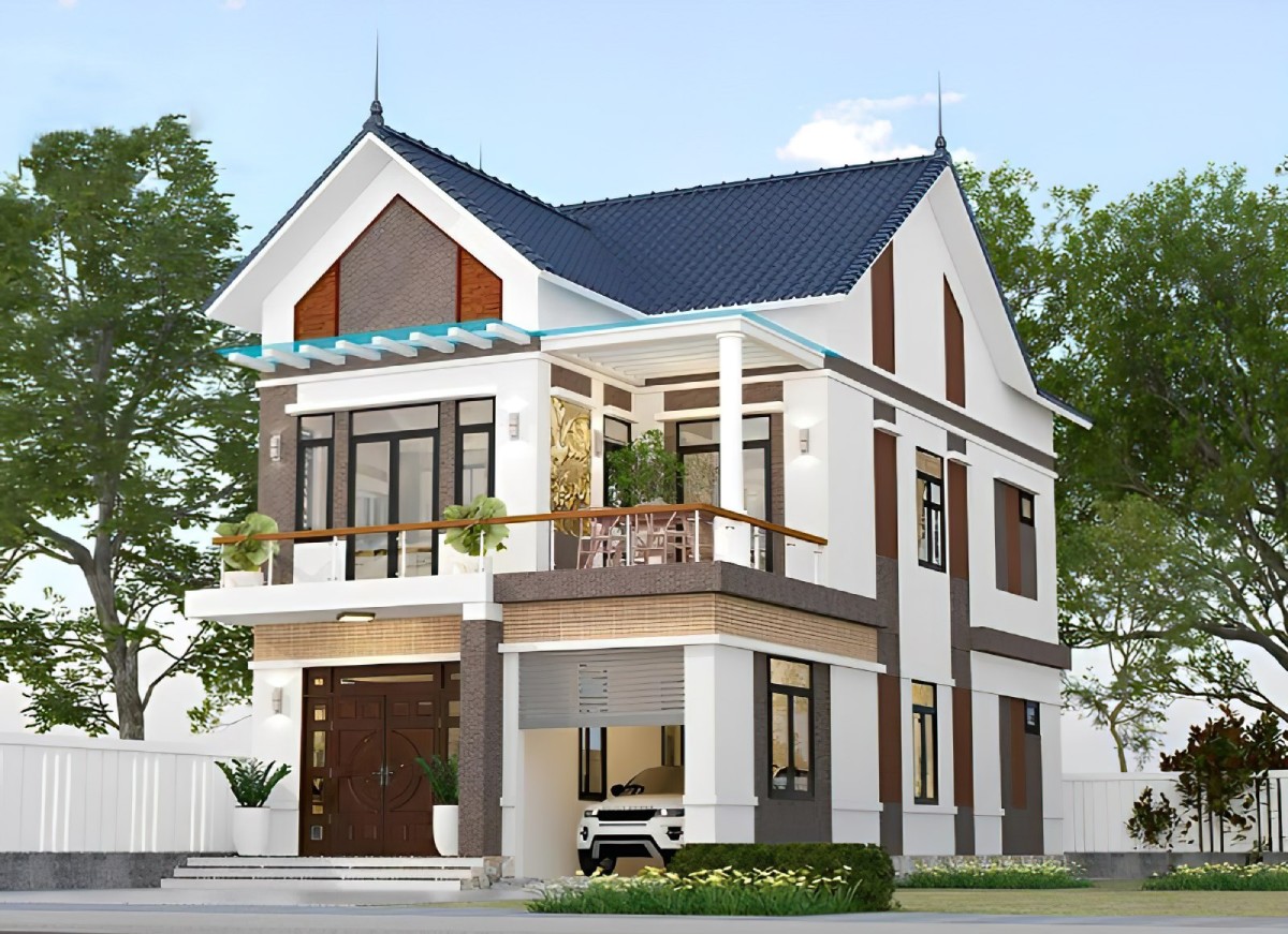 30+ Mẫu thiết kế nhà 2 tầng mái thái hiện đại, sang trọng 2026 22 Kiểu thiết kế nhà 2 tầng mái Thái 8