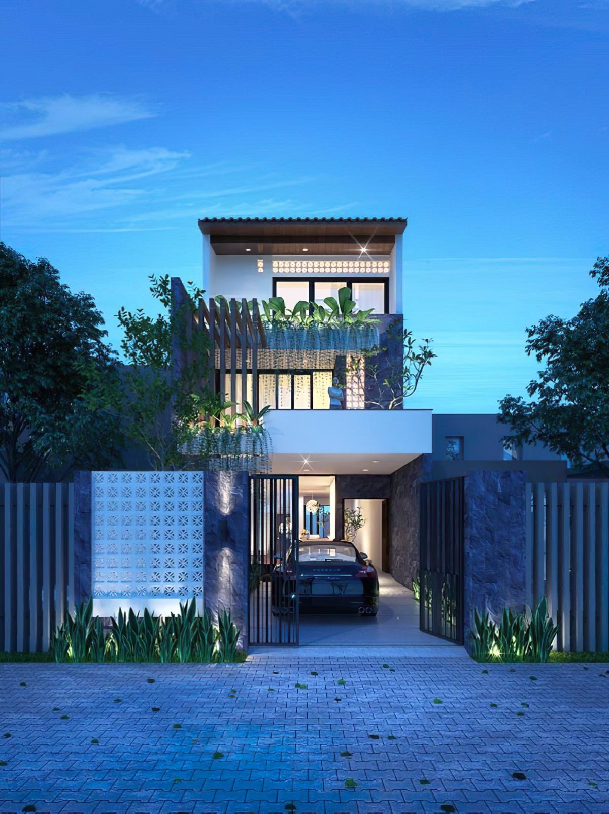 thiết kế nhà 2 tầng 7x20m 10