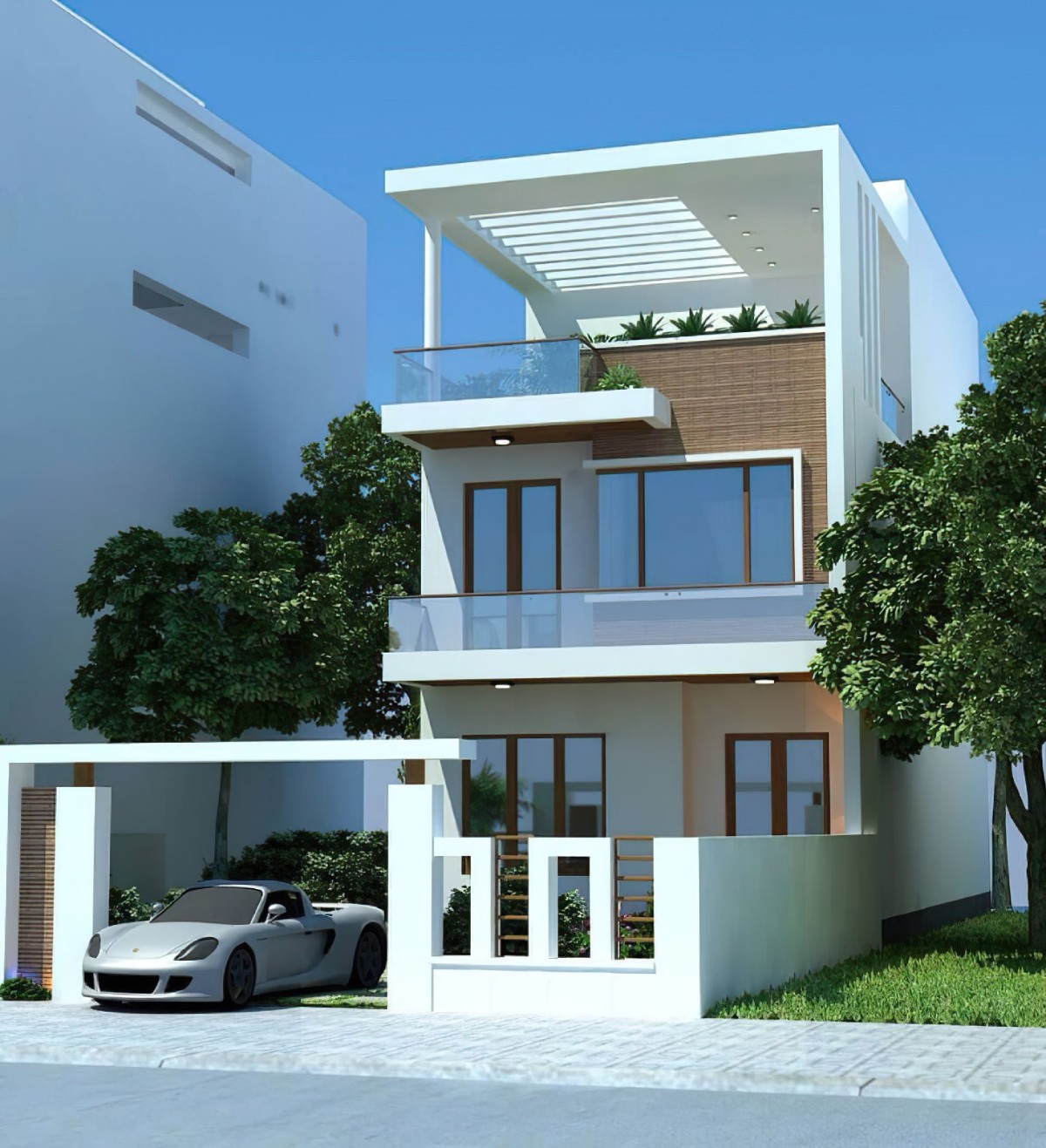 thiết kế nhà 2 tầng 7x20m 4