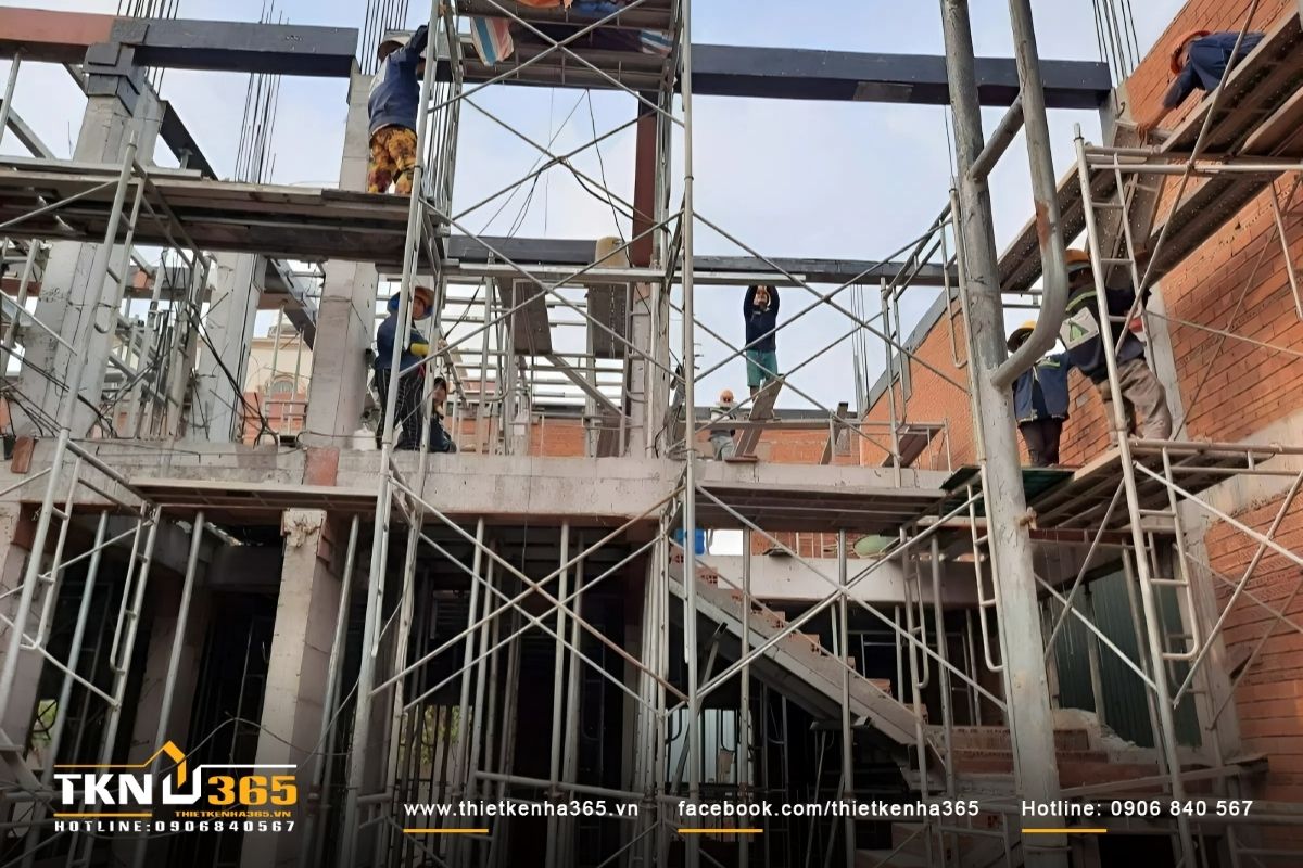 Hạng mục xây dựng khung cốt thép, bao gồm cột, dầm, sàn