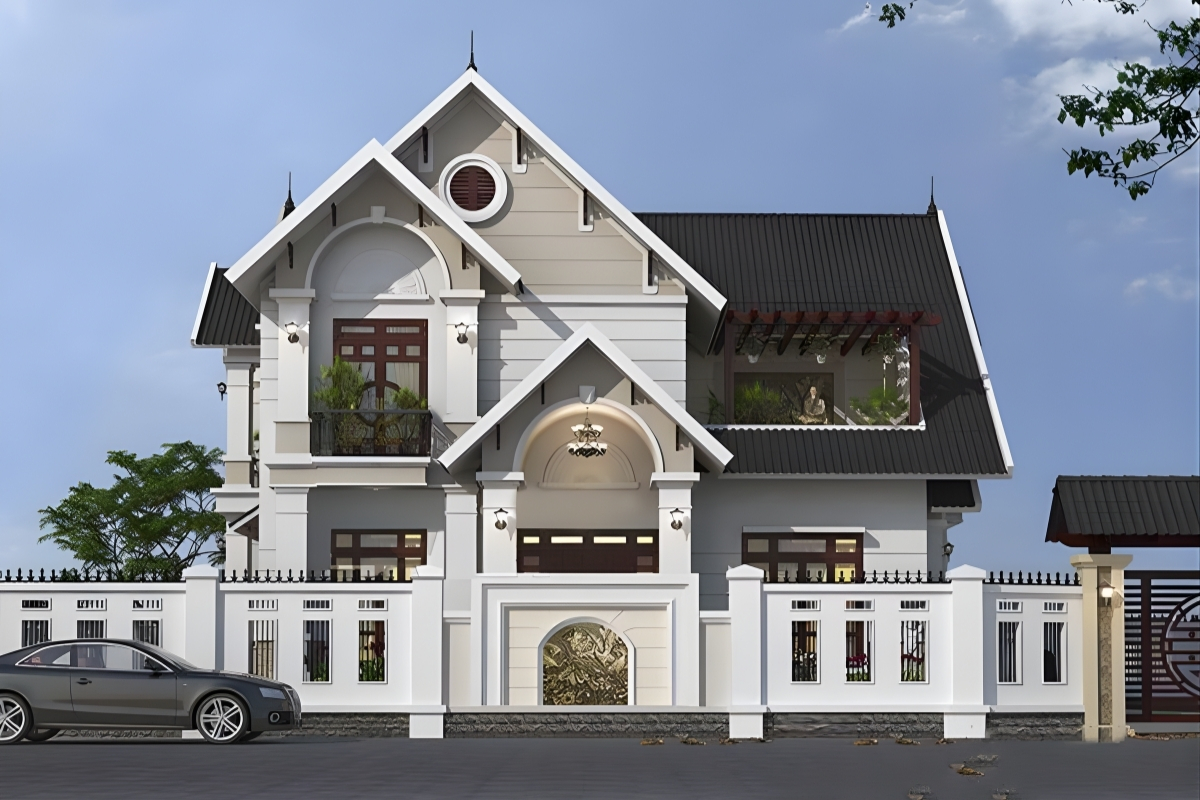 30+ Mẫu thiết kế nhà 2 tầng mái thái hiện đại, sang trọng 2026 19 Thiết kế nhà 2 tầng mái Thái 4 phòng ngủ (Ảnh: Sưu tầm)