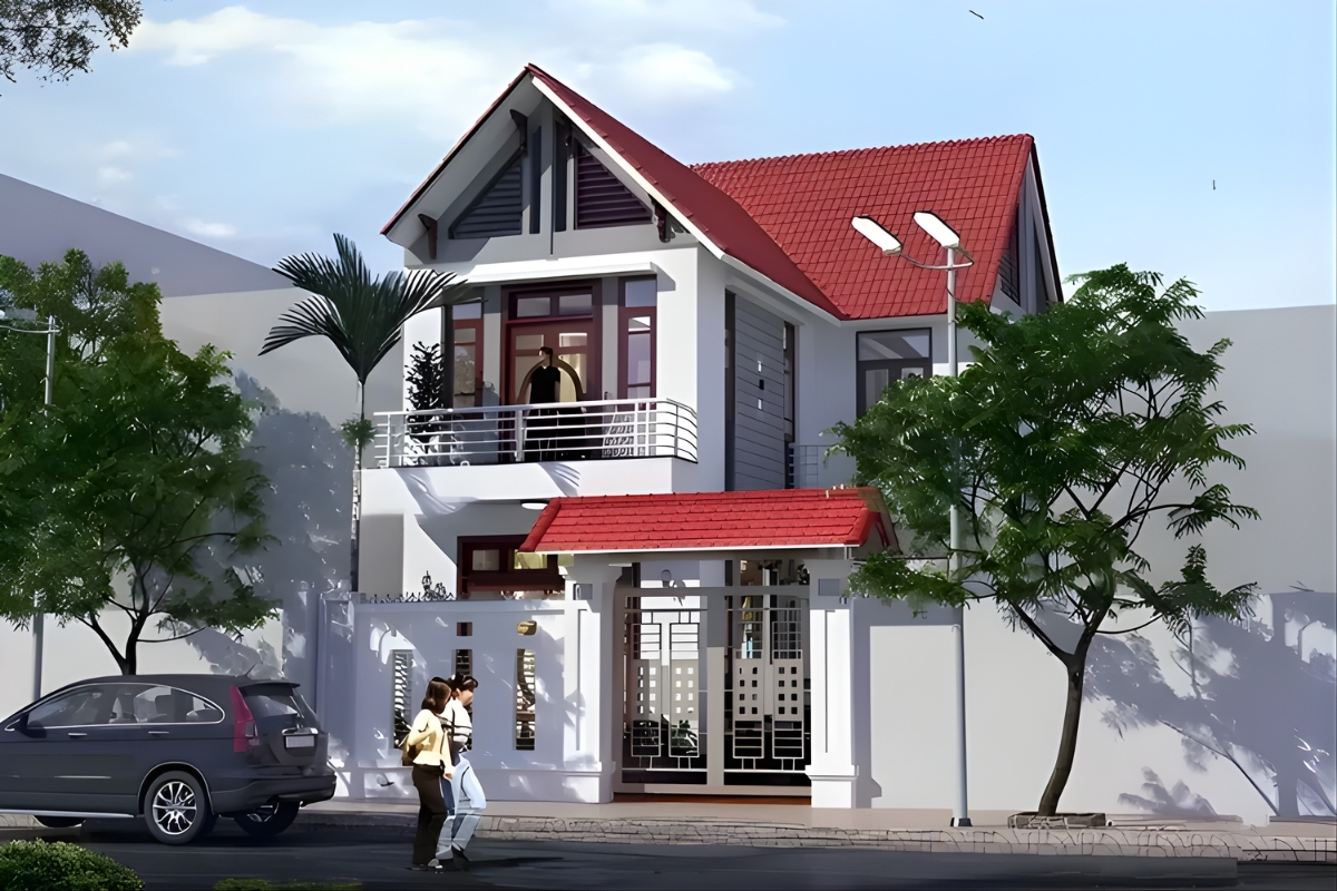 30+ Mẫu thiết kế nhà 2 tầng mái thái hiện đại, sang trọng 2026 17 Thiết kế nhà 2 tầng mái Thái 80m2 (Ảnh: Sưu tầm)