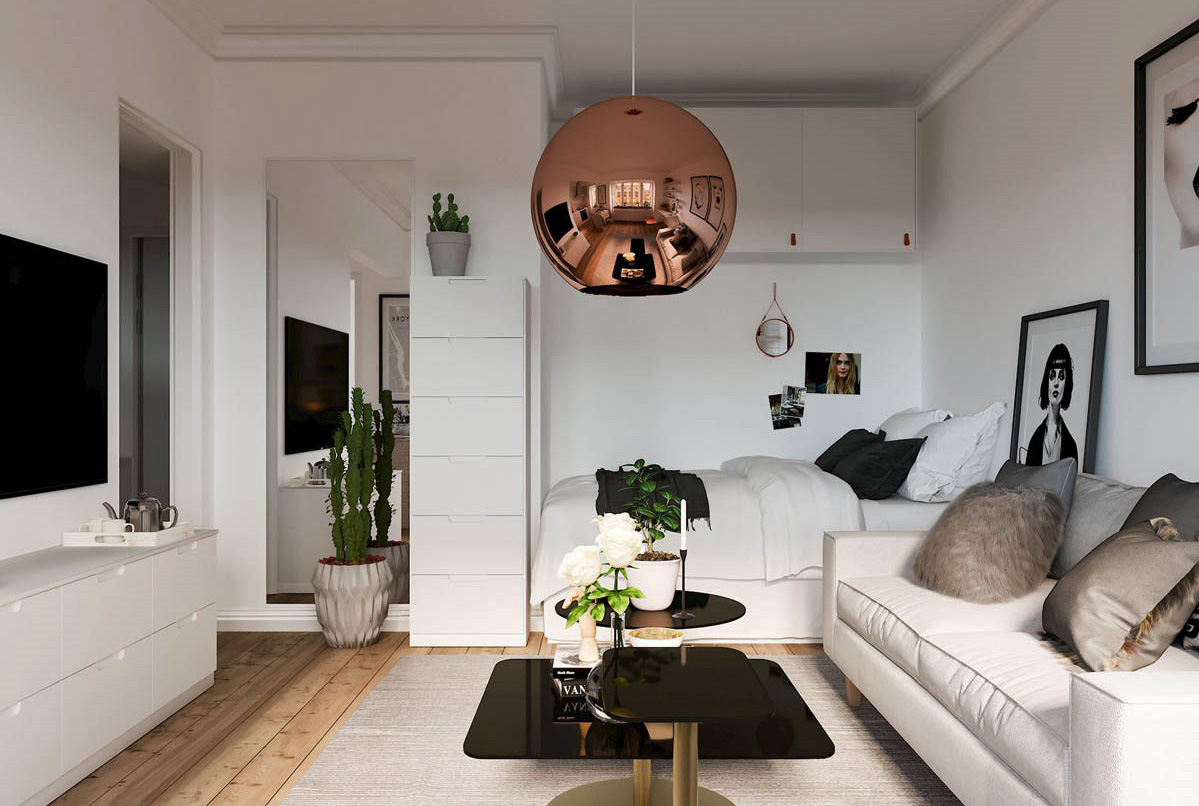 Với diện tích 20m2 nên phân chia hợp lý nội thất một cách chi tiết