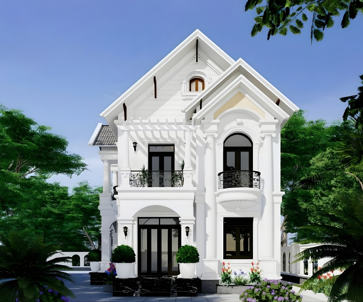 30+ Mẫu thiết kế nhà 2 tầng mái thái hiện đại, sang trọng 2026 4 Thiết kế nhà 2 tầng mái Thái phong cách đồng quê (Ảnh: Sưu tầm)
