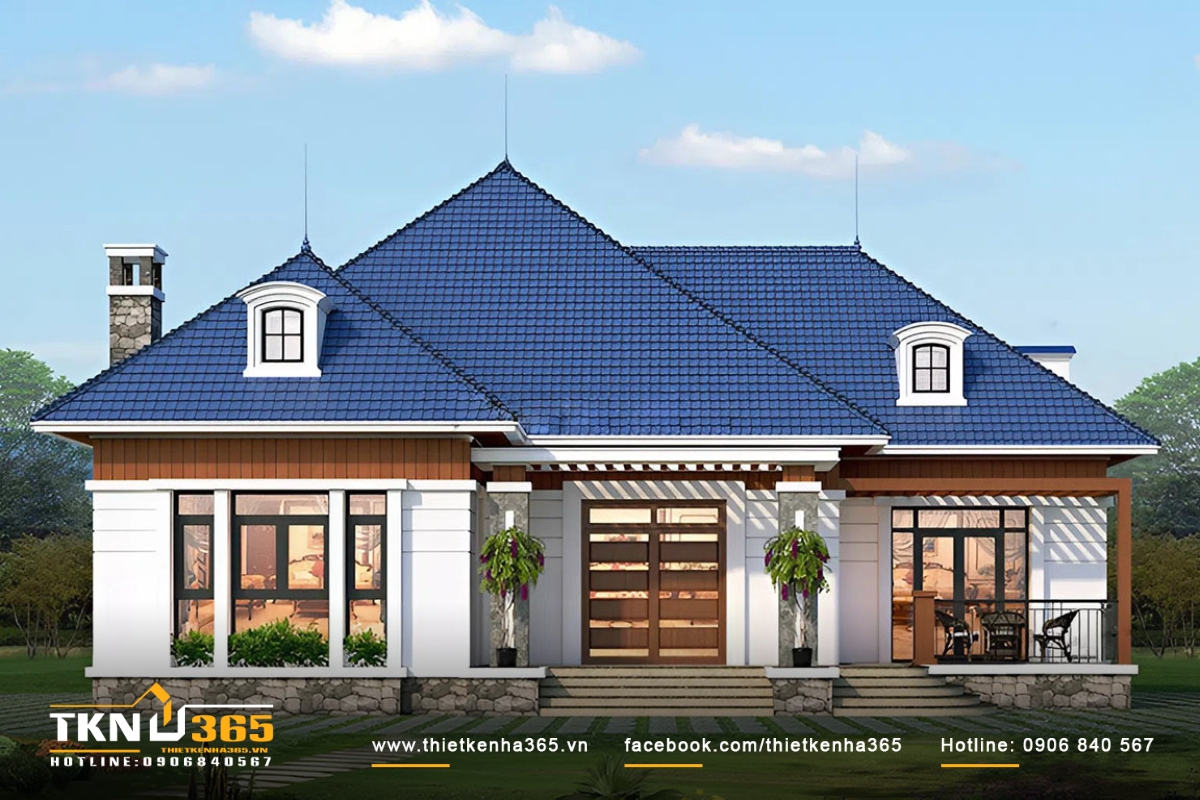 Mẫu biệt thự 1 tầng 3 phòng ngủ kết hợp phòng thờ, tiện cho việc thờ cúng