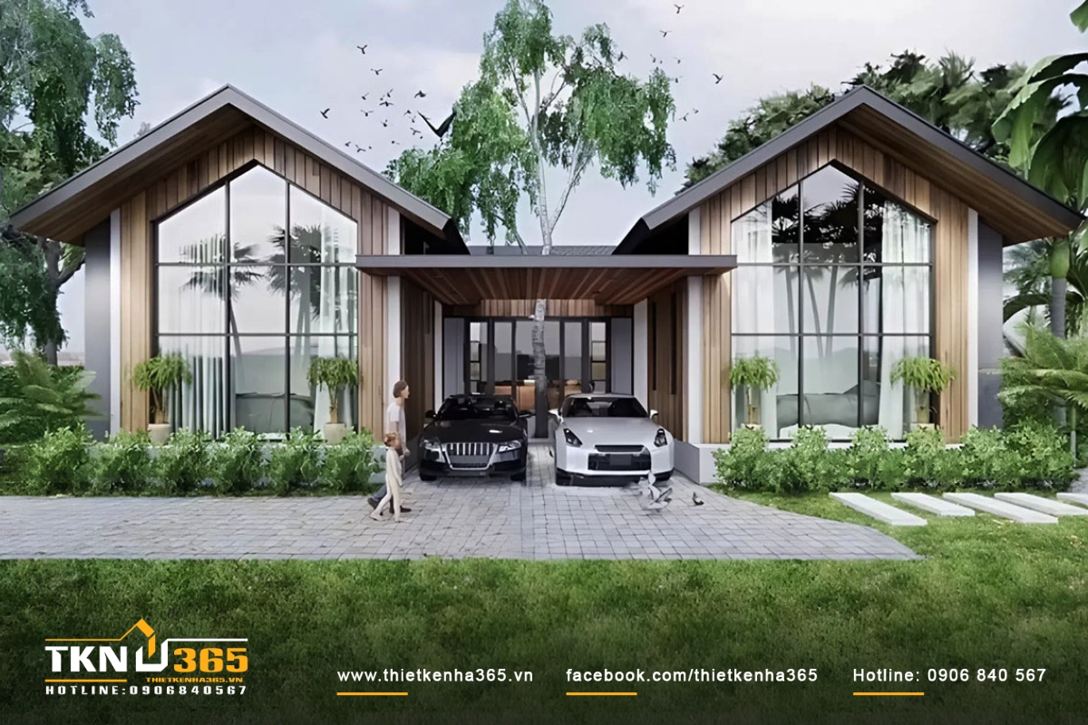 Mẫu biệt thự 1 tầng 3 phòng ngủ kiểu chữ u độc lạ, mới mẻ