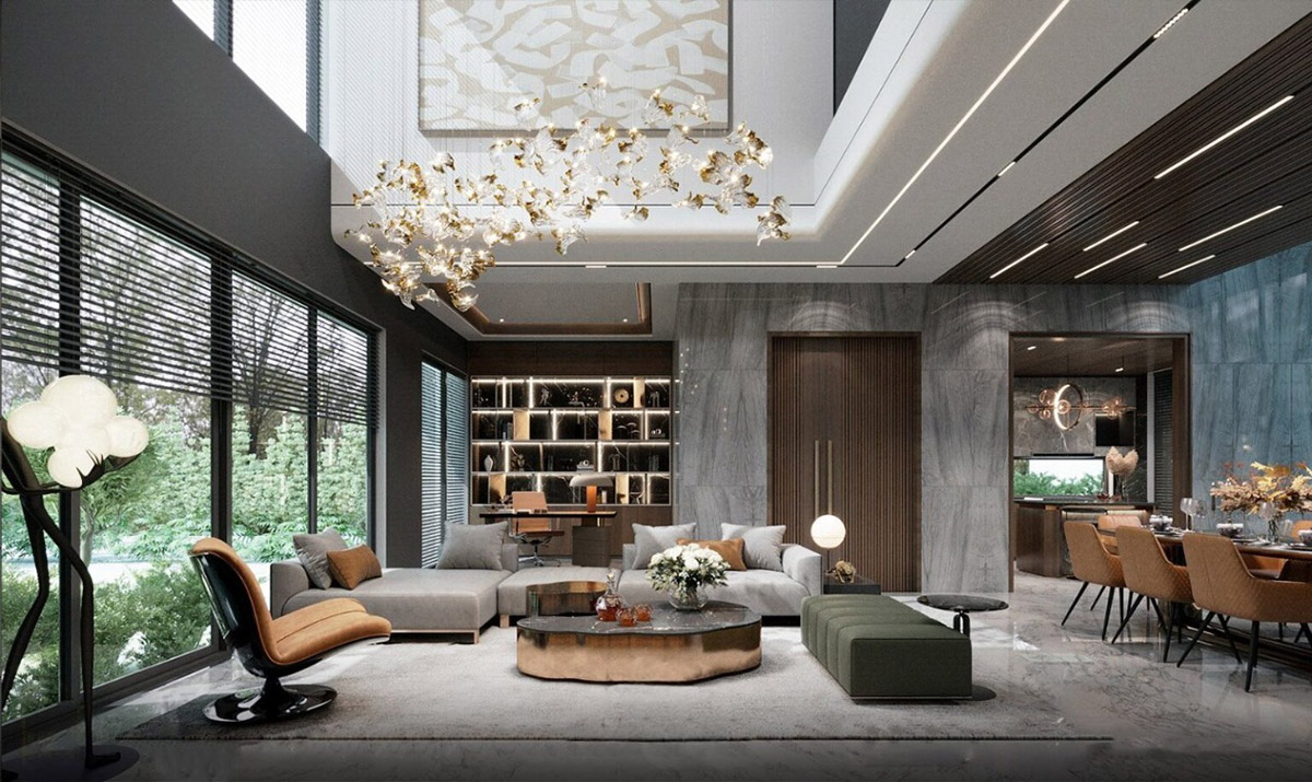 8+ Mẫu Thiết kế biệt thự 300m2 đẹp: Sang trọng, đẳng cấp và chuẩn phong thủy 30 Không gian được mở rộng tối đa mang đến cảm giác thoáng đãng và bề thế.