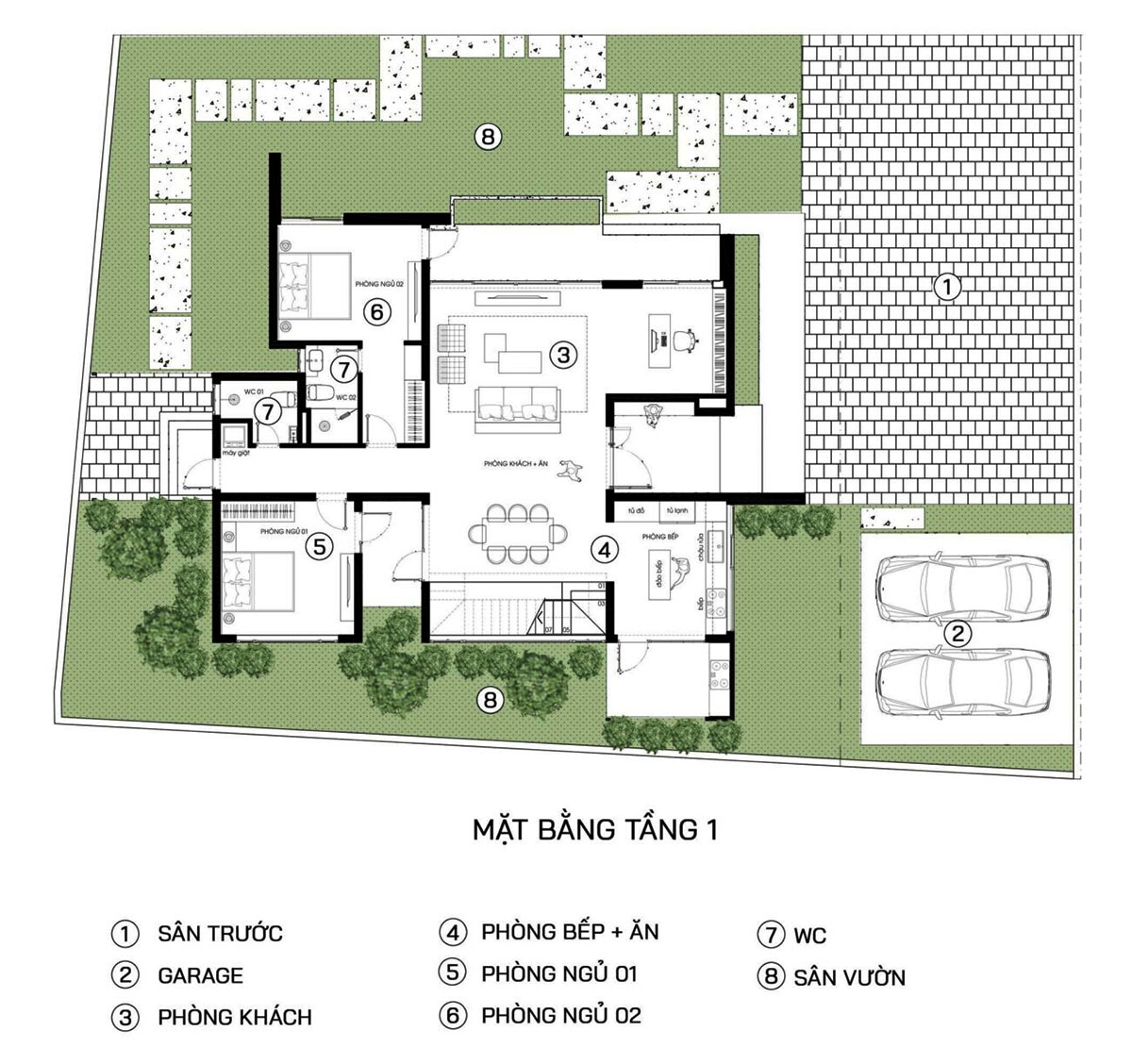 8+ Mẫu Thiết kế biệt thự 300m2 đẹp: Sang trọng, đẳng cấp và chuẩn phong thủy 31 Mặt bằng công năng biệt thự 2 tầng 300m2 phong cách Luxury tầng 1
