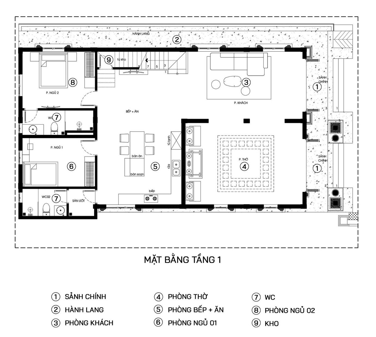 8+ Mẫu Thiết kế biệt thự 300m2 đẹp: Sang trọng, đẳng cấp và chuẩn phong thủy 6 Mặt bằng công năng biệt thự 2 tầng 300m2 phong cách tân cổ điển tầng 1