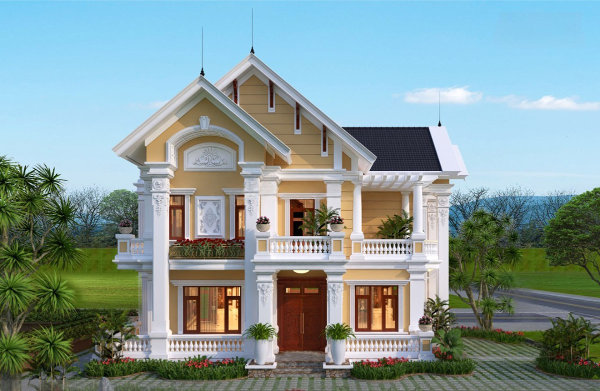 Mái dốc chữ A vừa có tính thẩm mỹ cao vừa có khả năng thoát nước nhanh, chống nóng, tránh được rêu mốc.