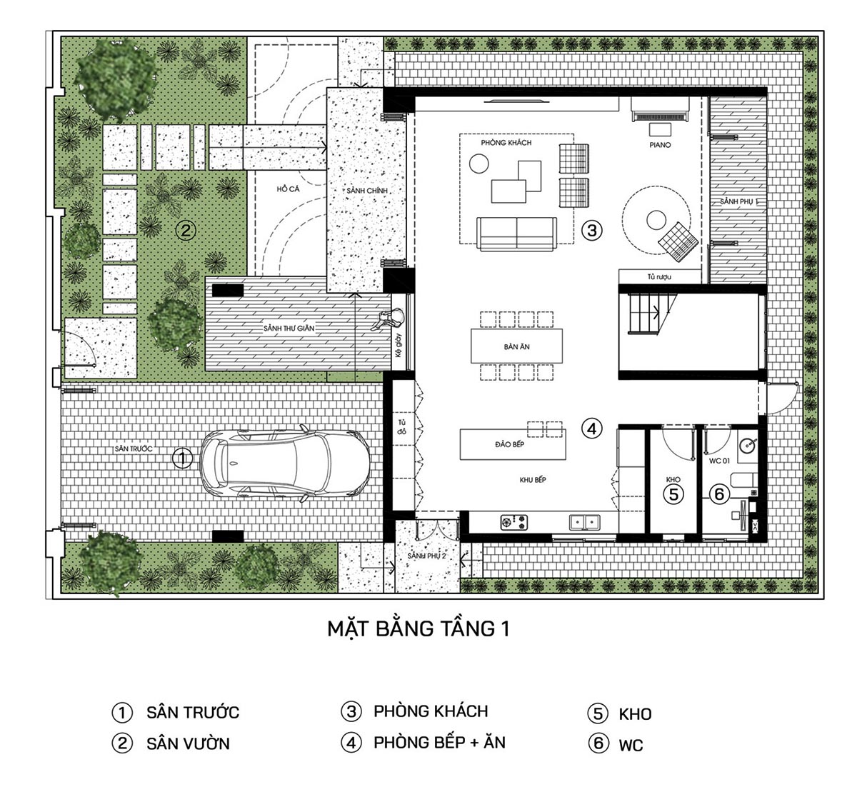 8+ Mẫu Thiết kế biệt thự 300m2 đẹp: Sang trọng, đẳng cấp và chuẩn phong thủy 13 Mặt bằng công năng mẫu biệt thự 300m2 3 tầng hiện đại tầng 1