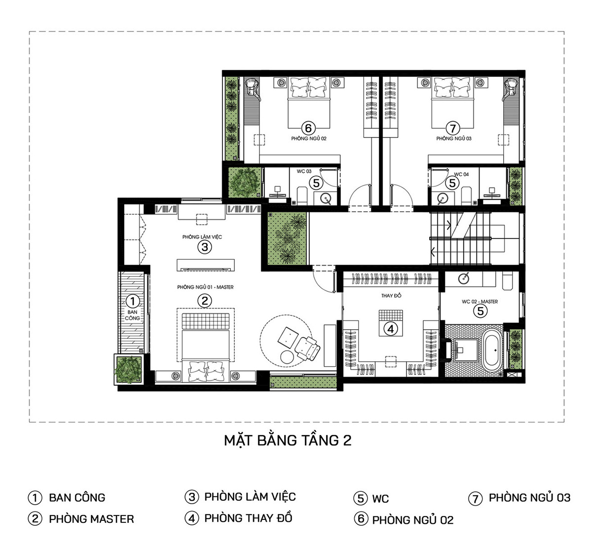 8+ Mẫu Thiết kế biệt thự 300m2 đẹp: Sang trọng, đẳng cấp và chuẩn phong thủy 14 Mặt bằng công năng mẫu biệt thự 300m2 3 tầng hiện đại tầng 2