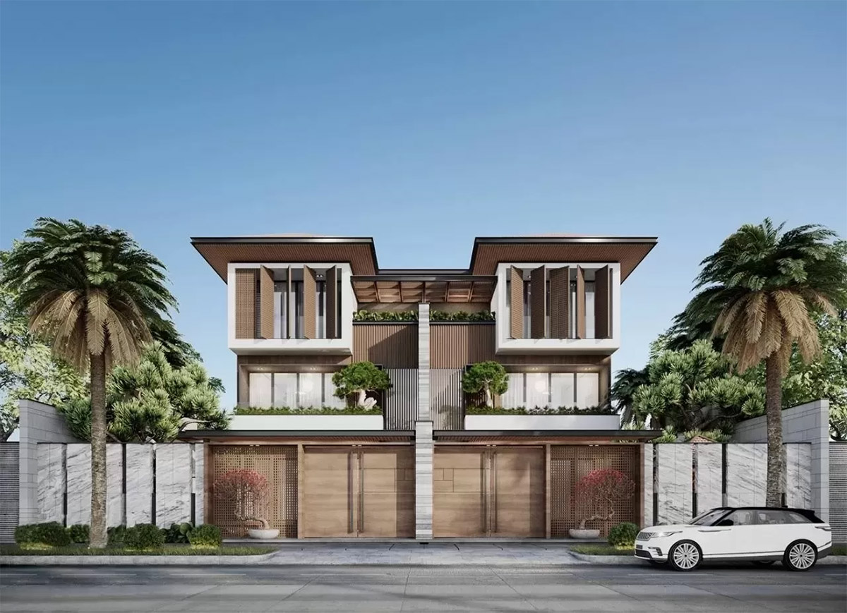 7+ mẫu biệt thự song lập: thiết kế hiện đại & ấn tượng 2026 10 Khác với các mẫu biệt thự có mái dốc truyền thống, kiểu mái bằng mang lại vẻ đẹp tối giản, khỏe khoắn và phù hợp hoàn hảo với không gian đô thị.