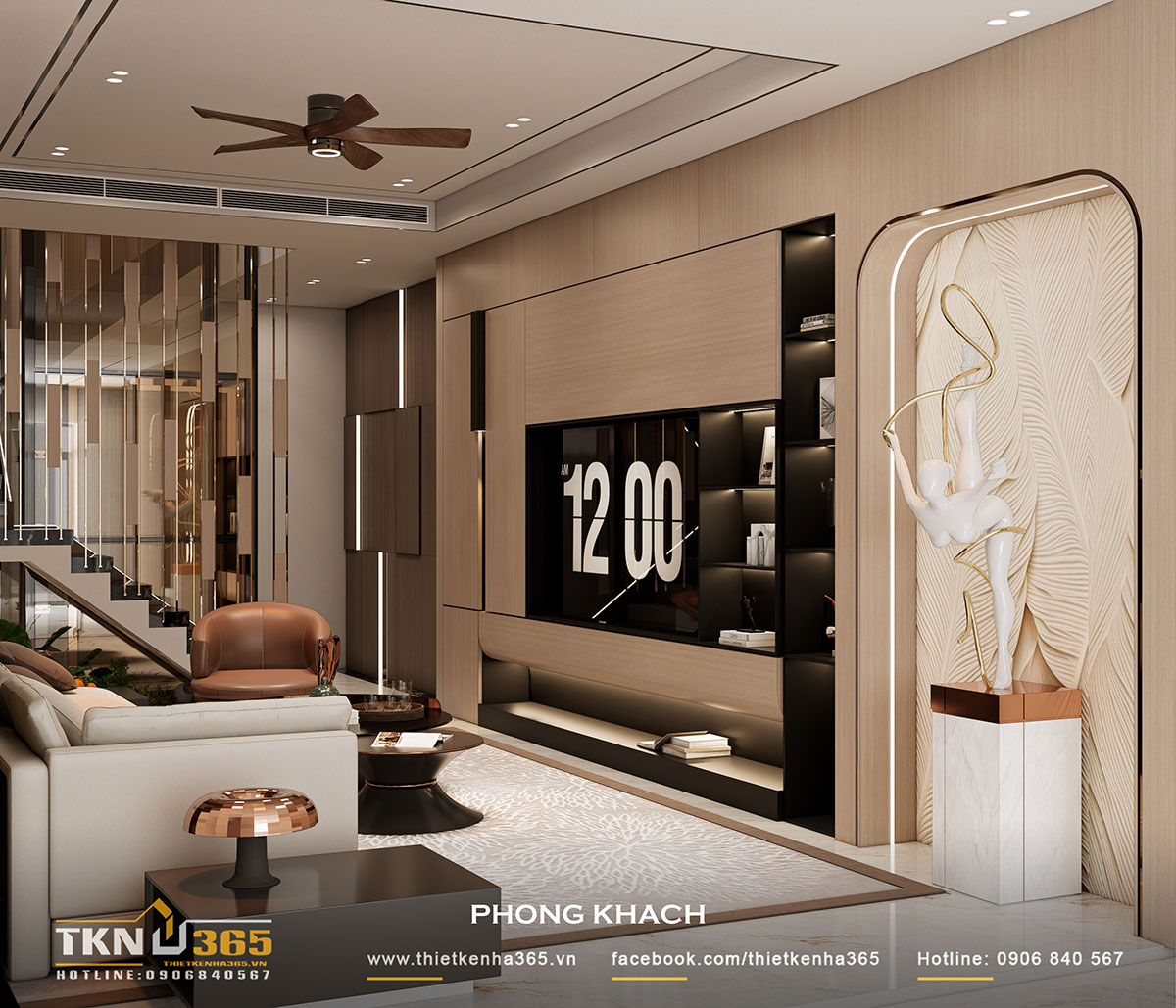 Tiến độ thi công nhà 5 tầng – Chị Nga - Quận 7 49 nha 5 tang chi nga quan 7 phong khach 1