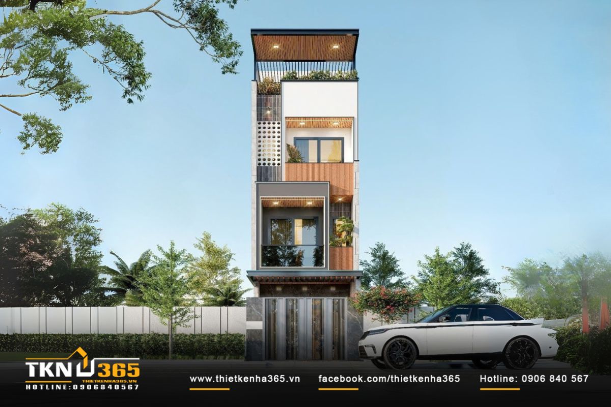 Thiết kế mở - “Chìa khóa” mang nắng gió vào nhà phố 4 tầng 2 Nhà phố 4 tầng thiết kế gọn gàng với hình khối vuông vắn xếp chồng lên nhau