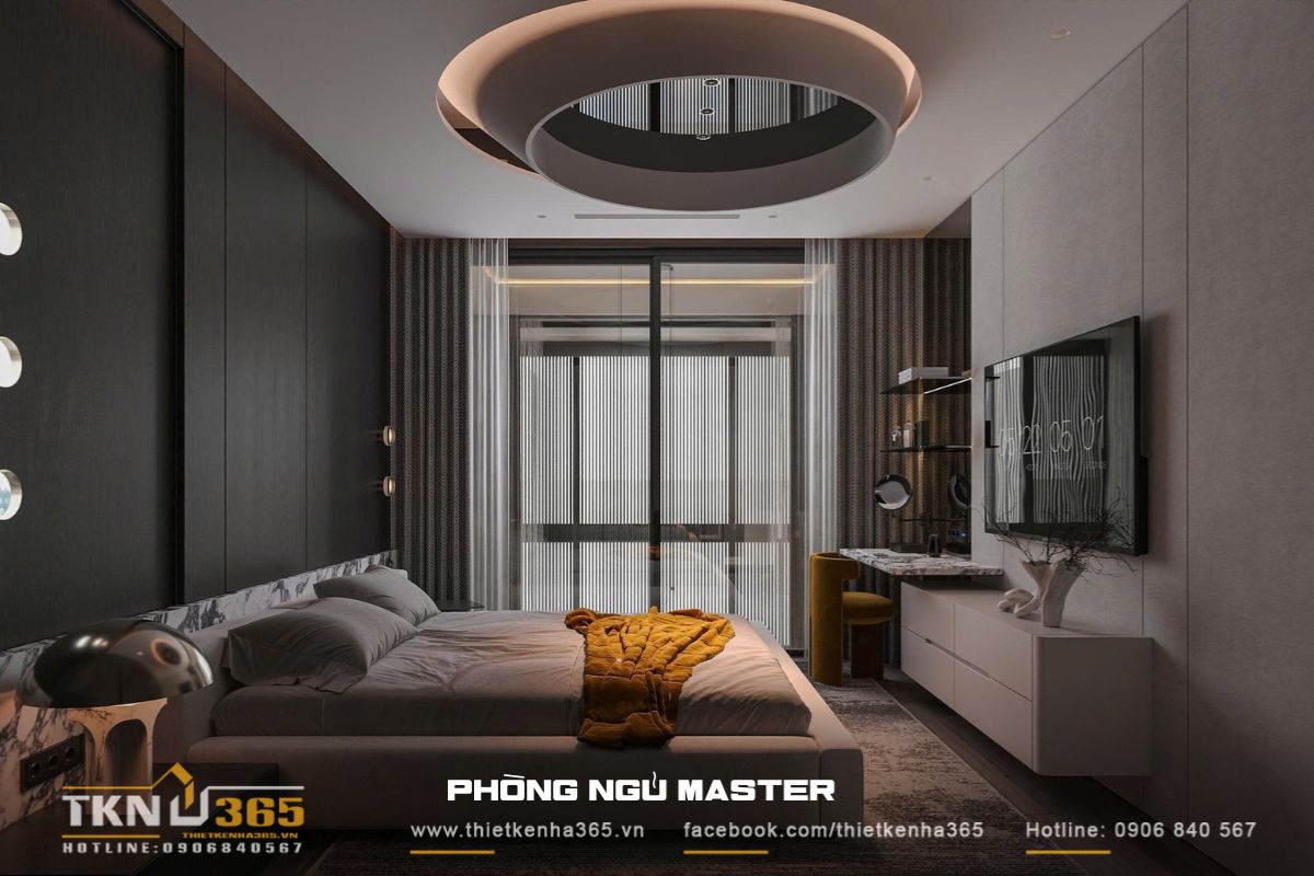 Thiết kế mở - “Chìa khóa” mang nắng gió vào nhà phố 4 tầng 24 Phòng ngủ master ở lầu 2 có diện tích rộng thoáng, tích hợp thêm cả không gian thư giãn dành cho gia chủ
