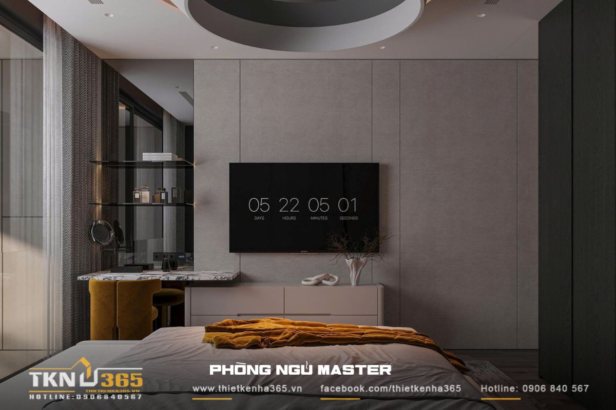 Thiết kế mở - “Chìa khóa” mang nắng gió vào nhà phố 4 tầng 26 Ngoài tận dụng ánh sáng tự nhiên, phòng ngủ trong nhà phố 4 tầng còn bố trí đèn LED ẩn tường tùy thuộc vào nhu cầu sử dụng ở từng khu vực