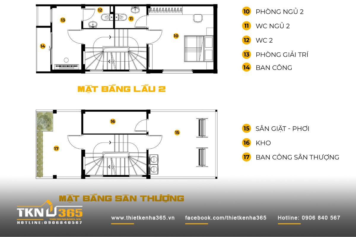 Thiết kế mở - “Chìa khóa” mang nắng gió vào nhà phố 4 tầng 7 Các bản vẽ mặt bằng của nhà phố 4 tầng