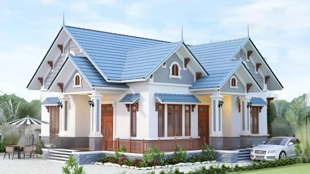 Thiết kế nhà ống 1 tầng 100m2 đẹp và cổ điển