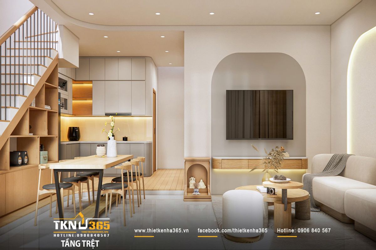 cầu thang được tích hợp tủ khép kín đựng đồ tạo không gian gọn gàng
