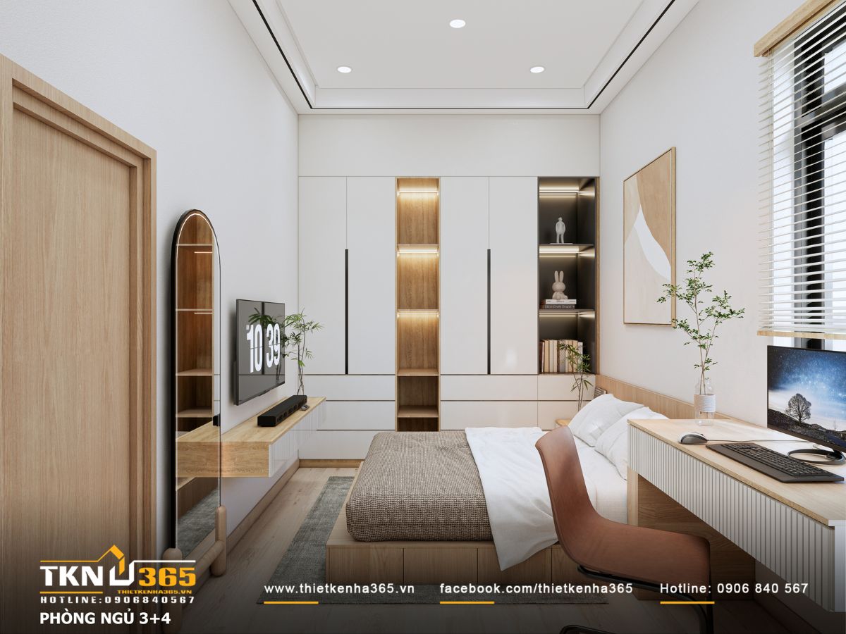 Thiết kế nội thất T’S House - Tối ưu công năng cho người lớn tuổi trong không gian mộc mạc 13 Phòng ngủ thoáng sáng nhờ cửa sổ lớn, trần cao và tường sơn trắng