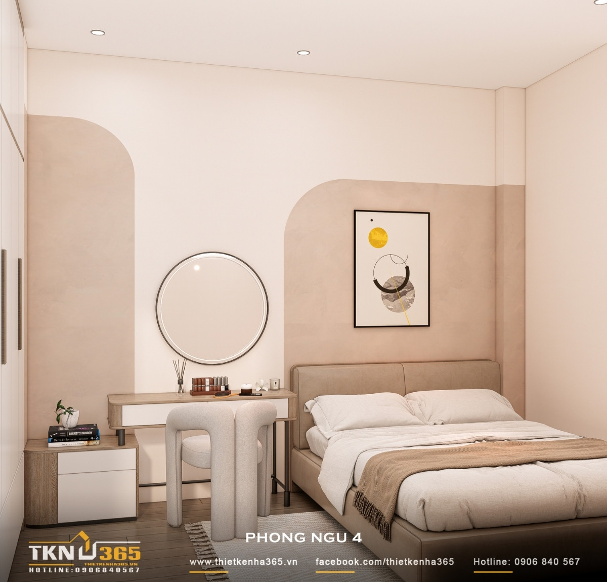 Nhà phố 5 tầng hiện đại ở quận 12 và cách giải quyết bài toán diện tích trên lô đất hẹp ngang 41 Bàn trang điểm gọn nhẹ bố trí sát cửa sổ, tận dụng ánh sáng ban ngày
