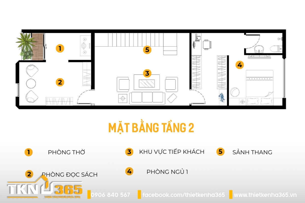 mặt bằng công năng tầng 2