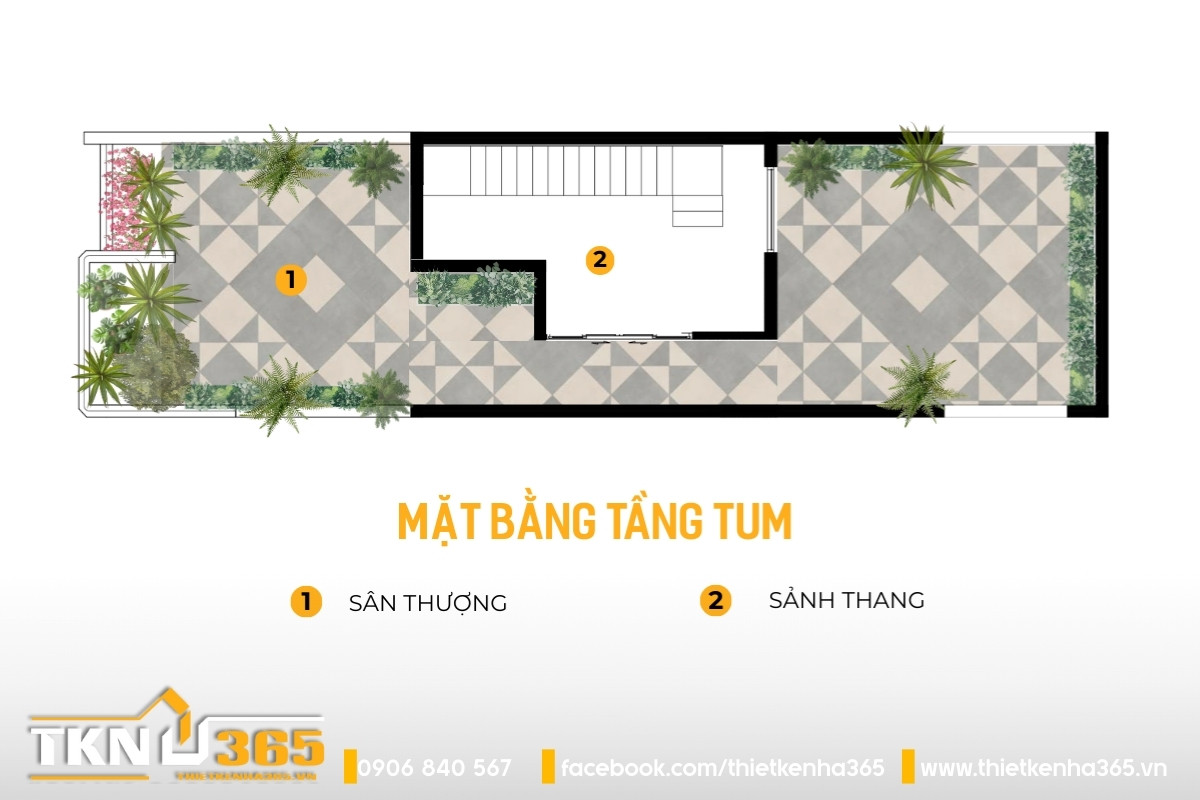 mặt bằng công năng tầng tum