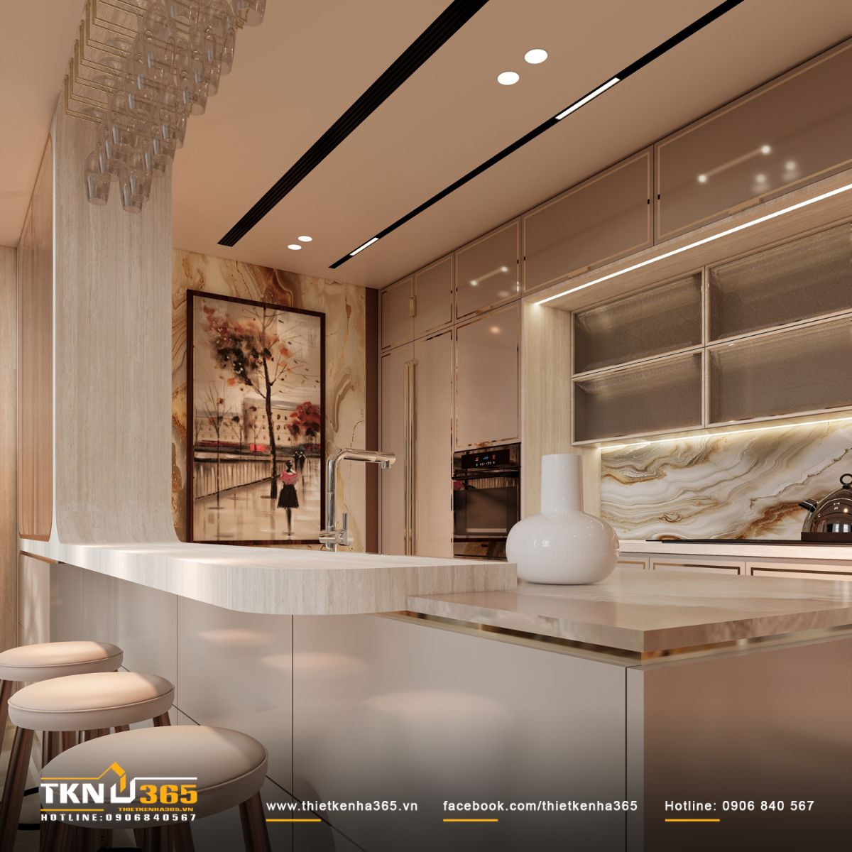 Biệt thự 3 tầng tân cổ điển D's Villa và hành trình tìm kiếm sự cân bằng 20 phòng bếp biệt thự 3 tầng