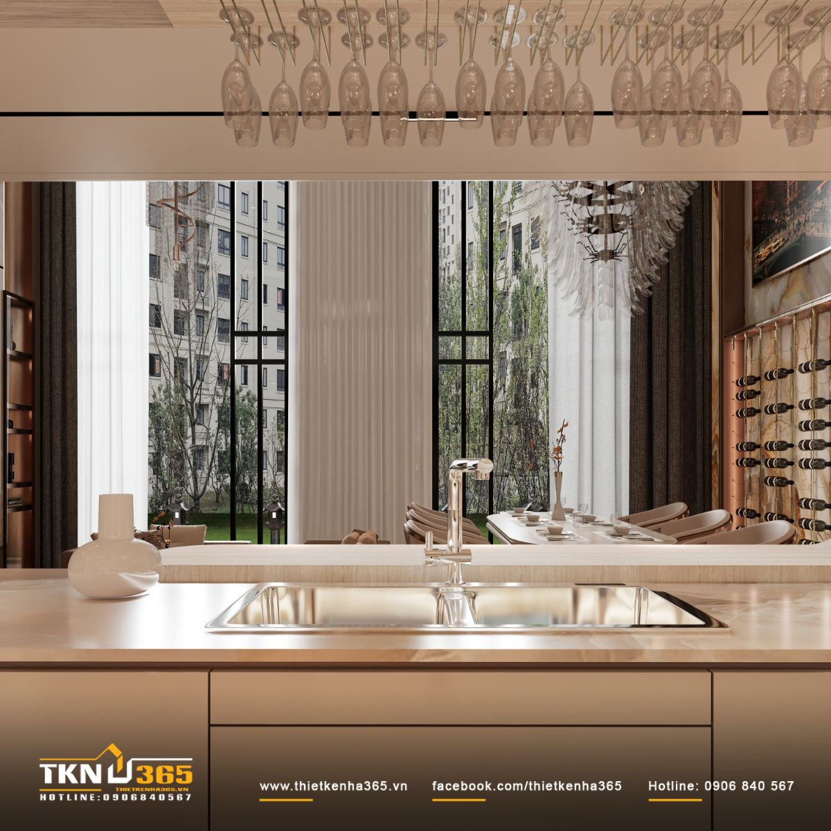 Biệt thự 3 tầng tân cổ điển D's Villa và hành trình tìm kiếm sự cân bằng 25 khu bếp biệt thự 3 tầng