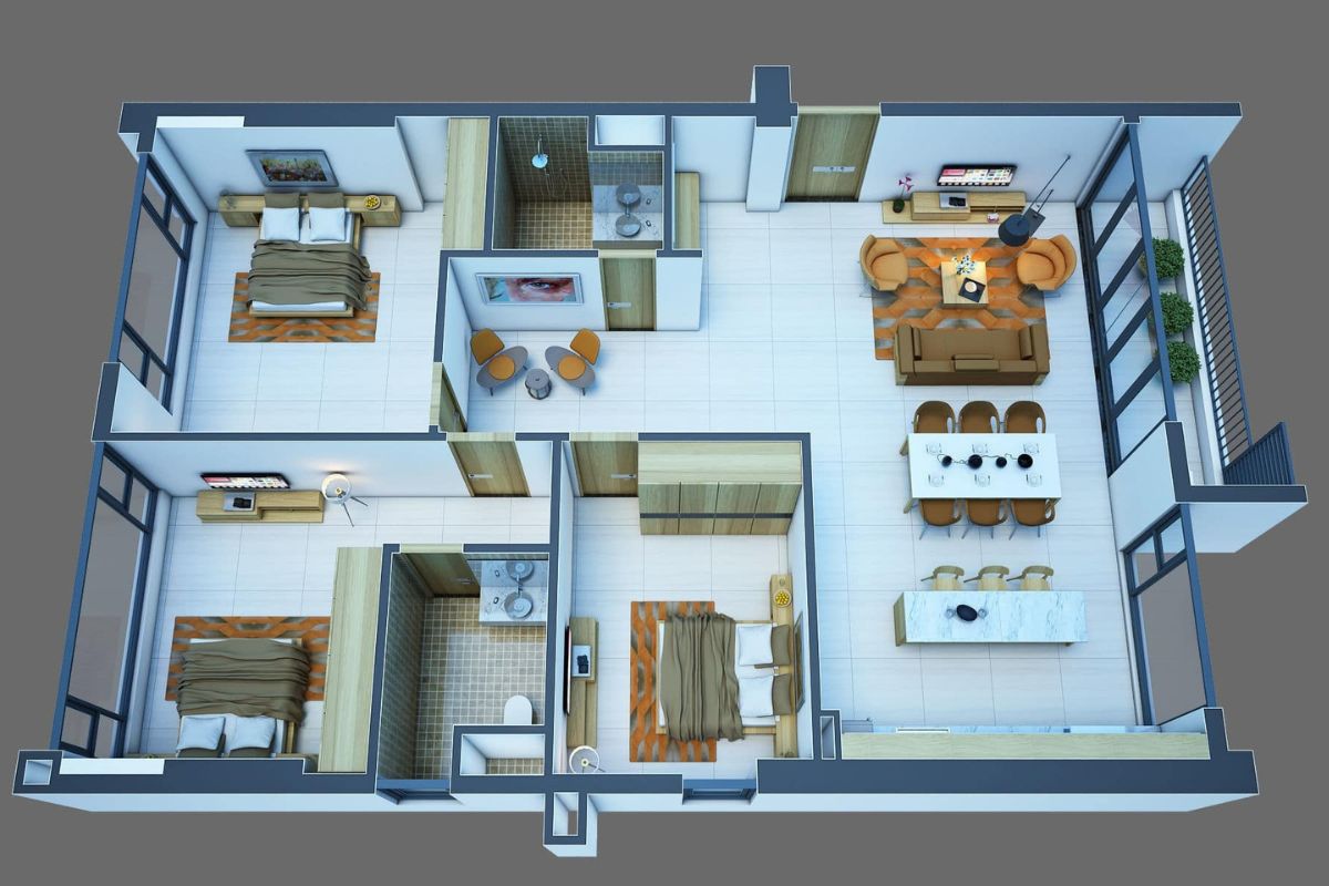 Phối cảnh 3D giúp gia chủ và đơn vị thi công dễ dàng hình dung bố cục, hình khối và vật liệu (Ảnh: Sưu tầm)