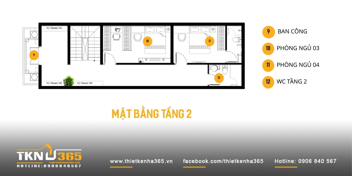 mặt bằng công năng tầng 2