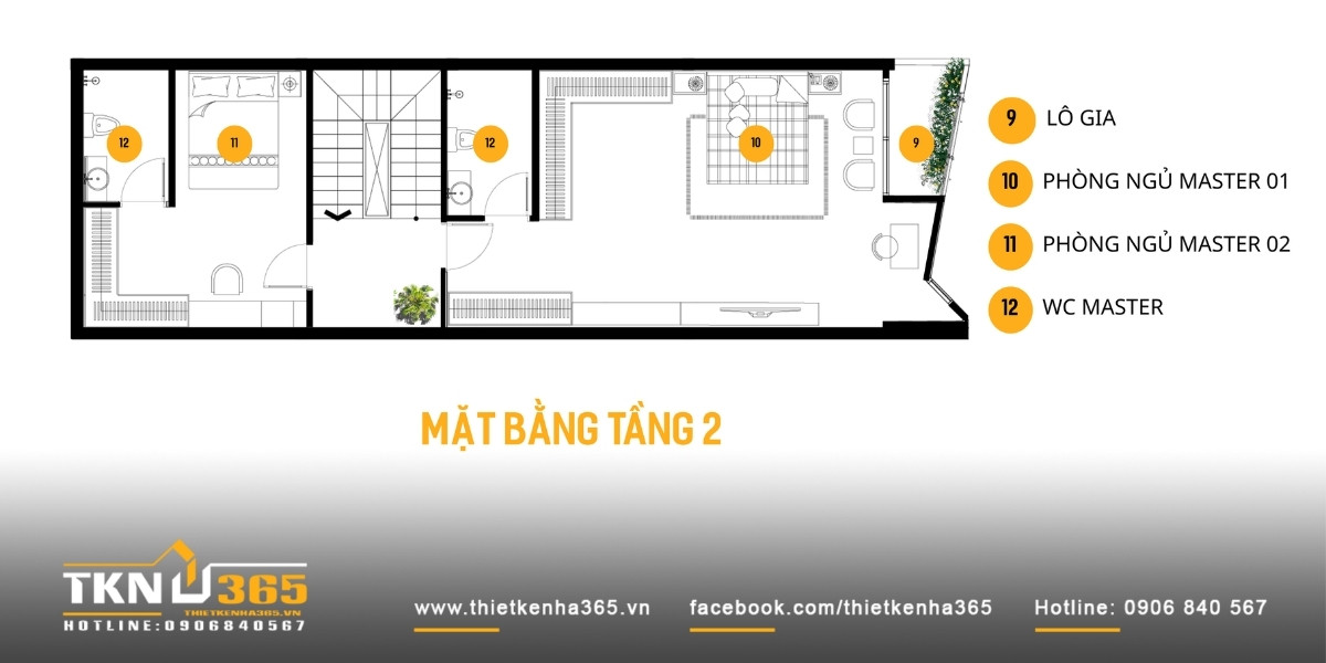 Mặt bằng công năng tầng 2