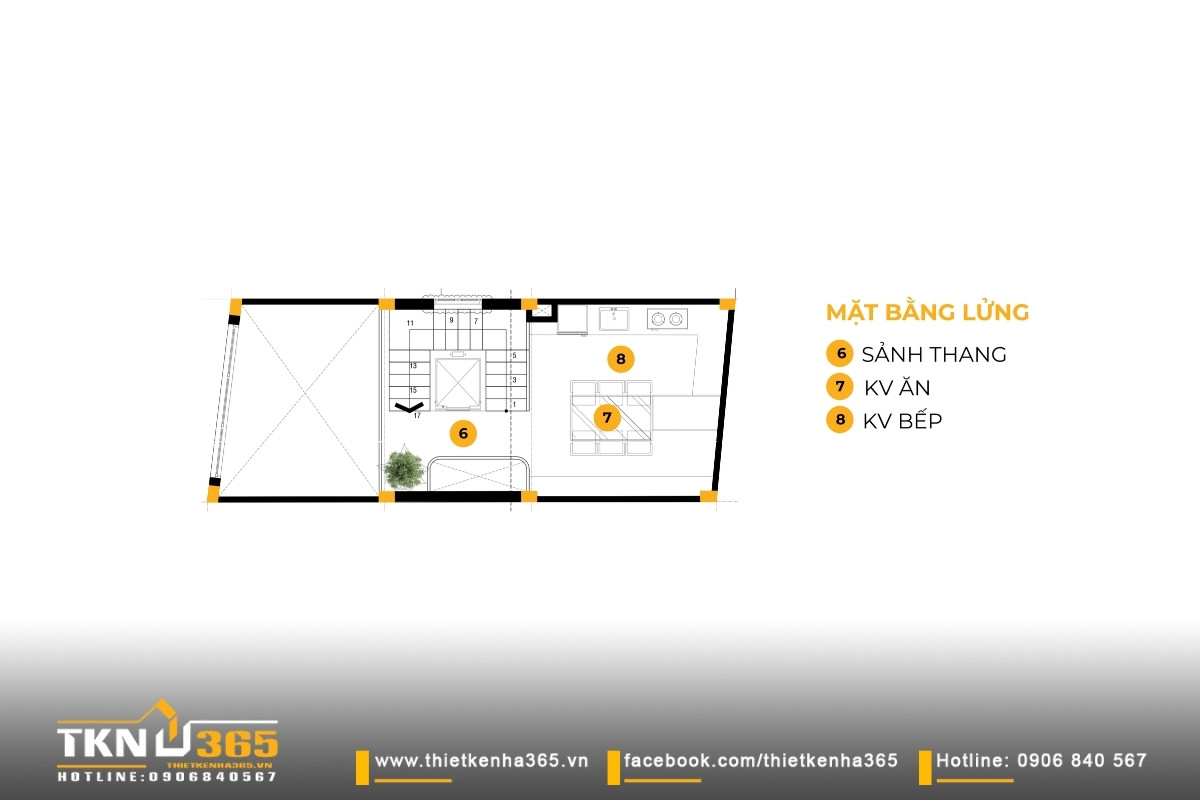 Nhà phố 5 tầng hiện đại ở quận 12 và cách giải quyết bài toán diện tích trên lô đất hẹp ngang 46 Bản vẽ mặt bằng tầng lửng