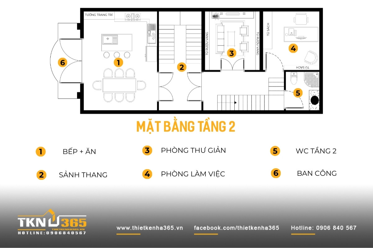 bảng vẽ công năng tầng 2