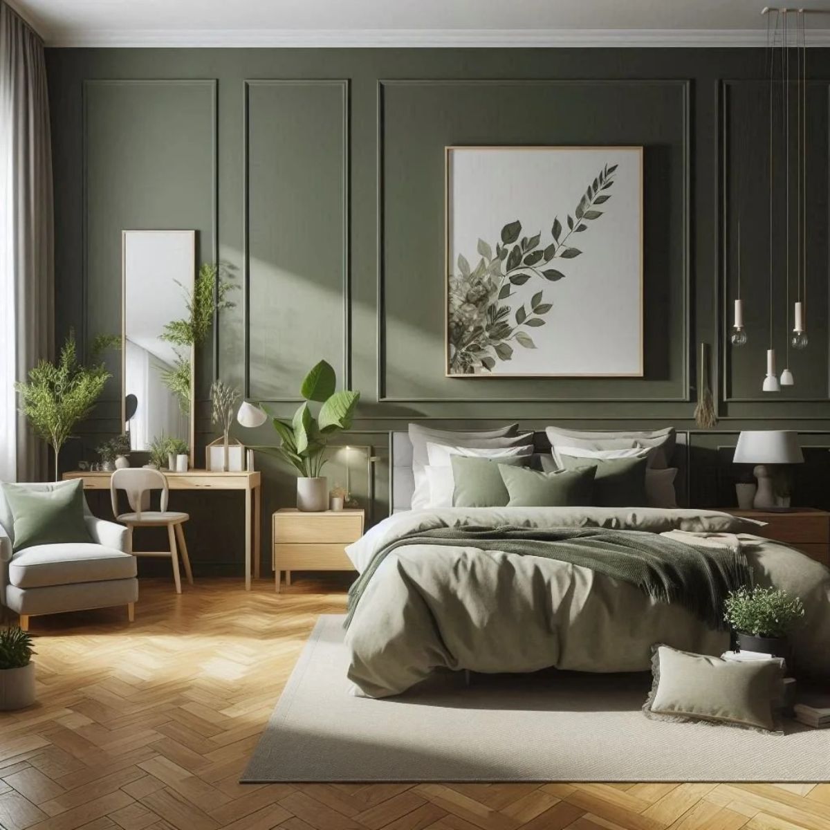 Màu xanh olive mới mẻ, tự nhiên, mang đến bầu không khí trẻ trung và thoải mái (Ảnh: Sưu tầm)
