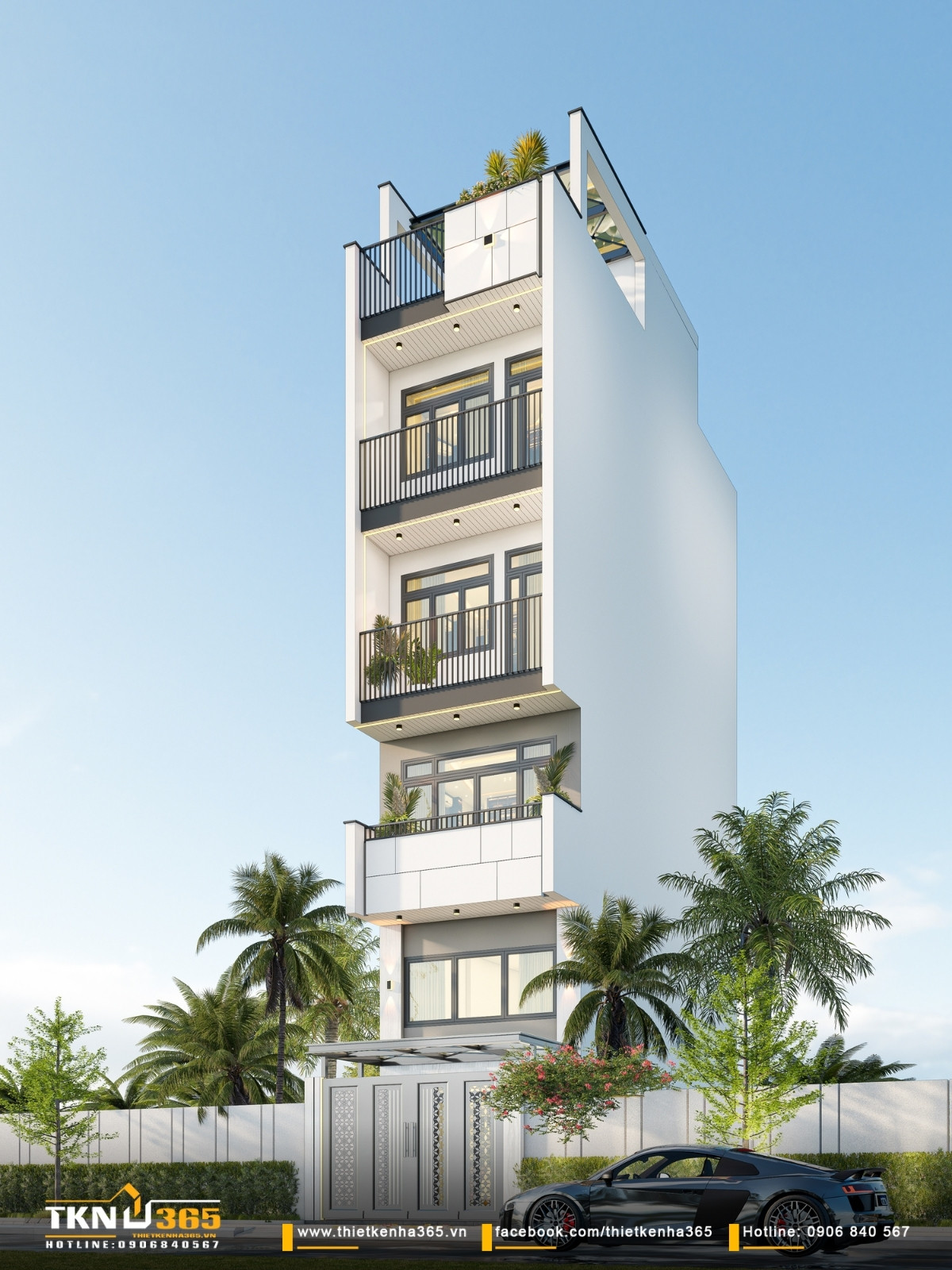 Nhà phố 5 tầng hiện đại ở quận 12 và cách giải quyết bài toán diện tích trên lô đất hẹp ngang 10 nhà phố 5 tầng