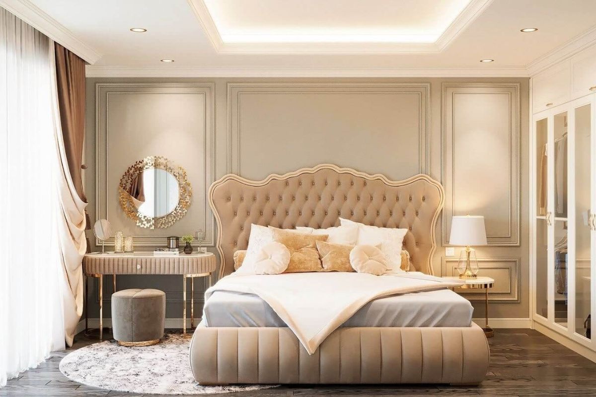 Giường ngủ nên đặt sát tường để tạo điểm tựa vững chãi (Ảnh: Sưu tầm)