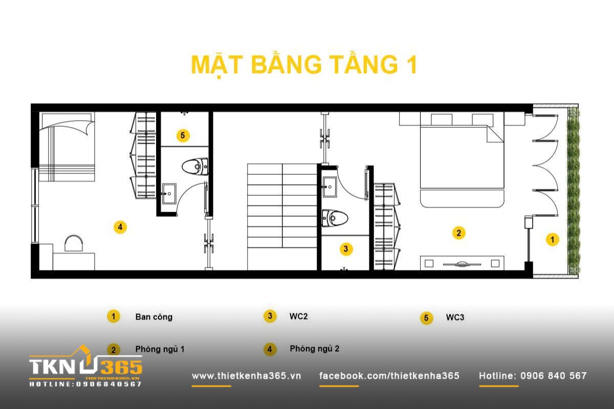 Thiết kế phòng ngủ đảm bảo tính riêng tư, mang đến không gian nghỉ ngơi thoải mái cho từng thành viên trong gia đình