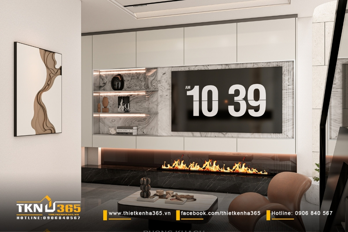 Nhà phố 5 tầng hiện đại ở quận 12 và cách giải quyết bài toán diện tích trên lô đất hẹp ngang 18 noi that phong khach nha anh duc 7
