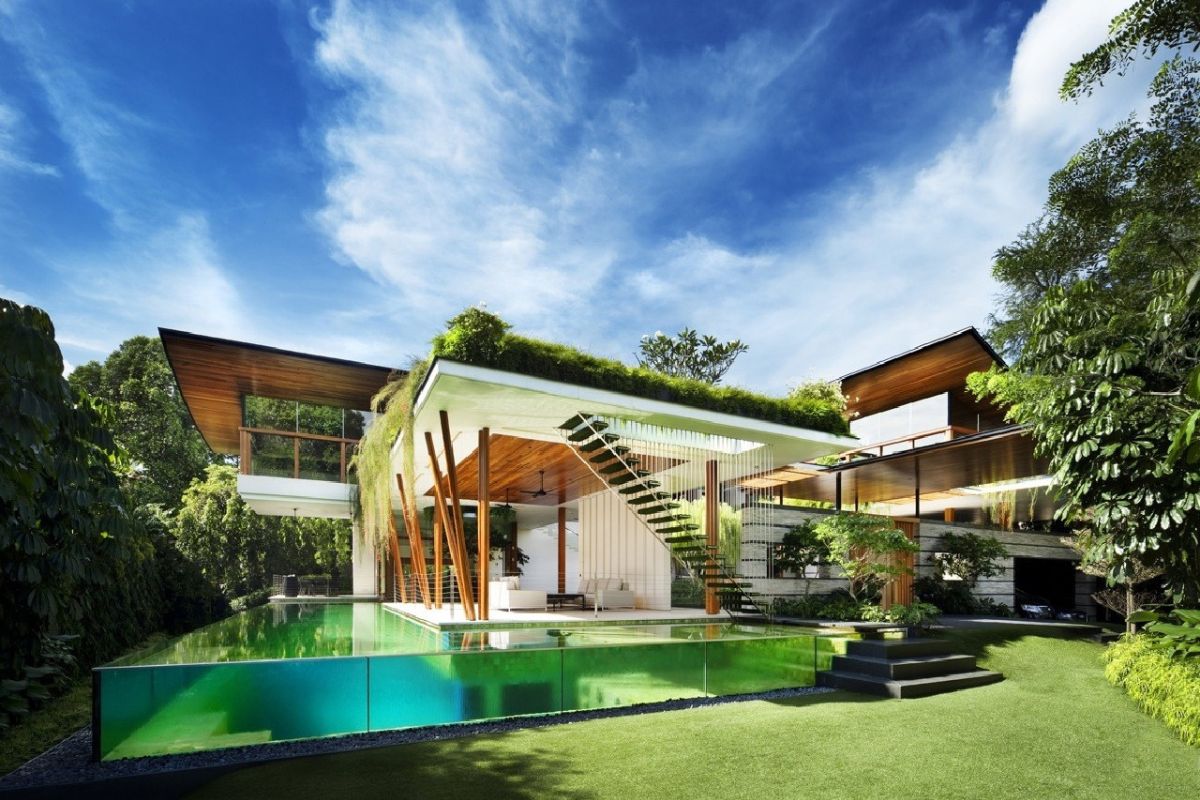 Biệt thự xanh bố trí mặt bằng mở, tăng cường khả năng lấy sáng và thông gió tự nhiên (Ảnh: Sưu tầm)