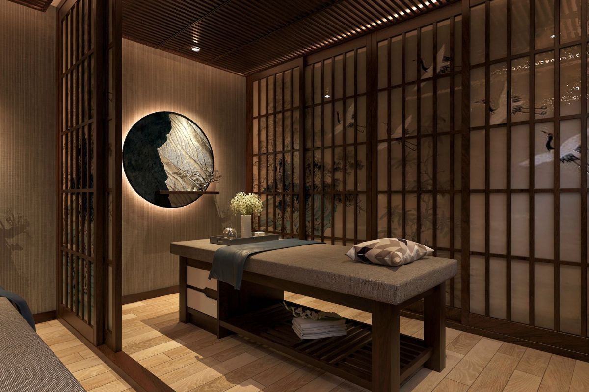 Ánh sáng tông vàng ấm áp, nhẹ nhàng là sự lựa chọn phù hợp cho thiết kế spa tại gia (Ảnh: Sưu tầm)