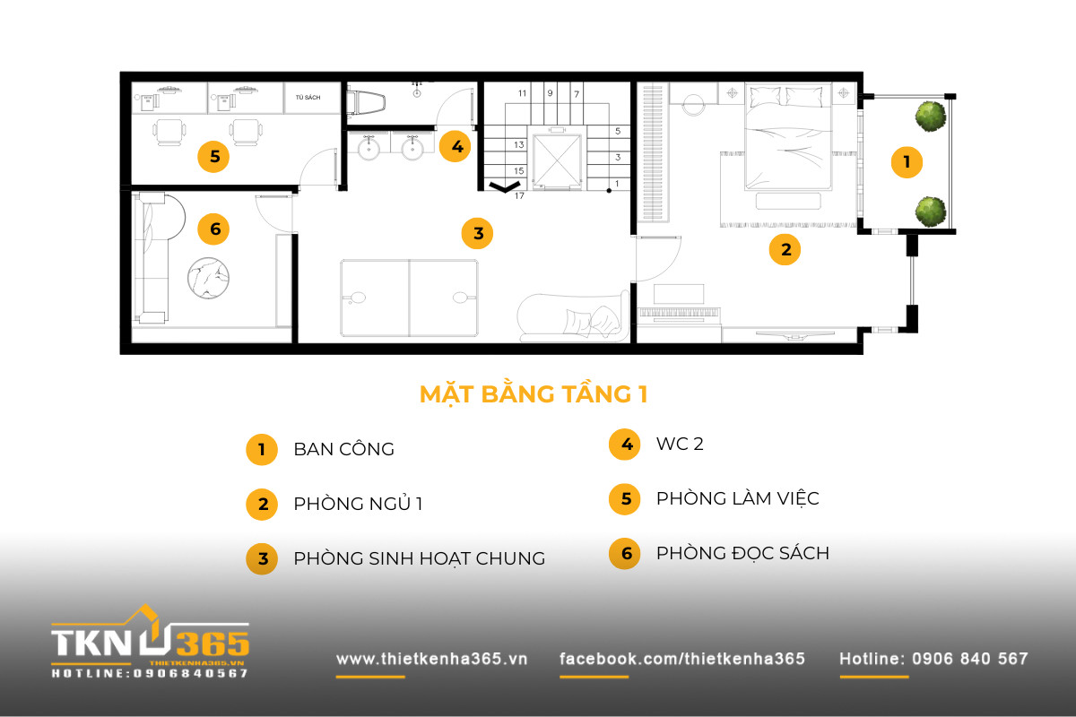 mặt bằng công năng tầng 1