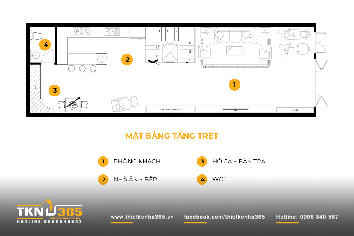mặt bằng tầng trệt 