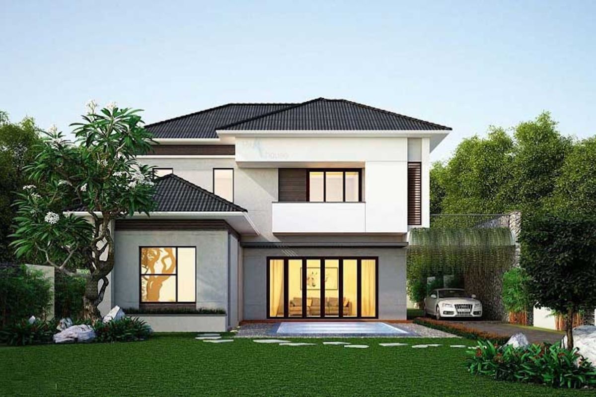 Thiết kế biệt thự 2 tầng 150m2 mái Nhật được nhiều gia chủ ưu tiên lựa chọn (Ảnh: Sưu tầm)