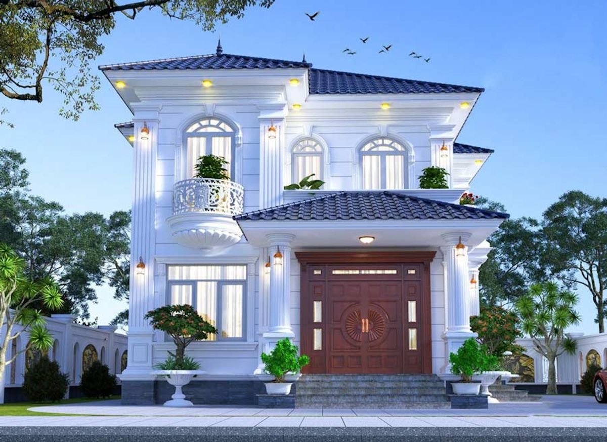 Biệt thự 2 tầng 150m2 mái Nhật không thực sự phù hợp với những lô đất hẹp ngang (Ảnh: Sưu tầm)